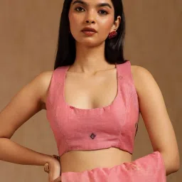 Soch Pink Chanderi Woven Design Saree With Stitched Blouse image 5