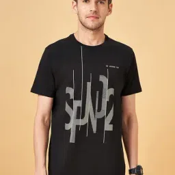 SF Jeans by Pantaloons Jet Black Cotton Slim Fit Printed T-Shirt-picture-23