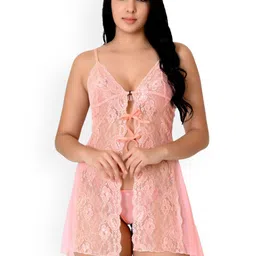 chia fashions Net Self Design Baby Doll with High-Low-picture-22