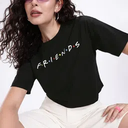 Kook N Keech Friends Typography Printed Crop Top-image-42