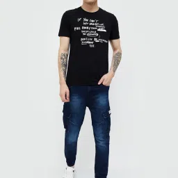 Forca by Lifestyle Black Regular Fit Printed Crew T-Shirt image 5