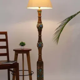 Fabindia Home Ahan Multicolor Wood Floor Lamp-image-21