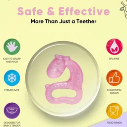 Adore 2-Pcs Blue & Pink Luscious Water Filled Giraffe Shape BabyTeether image 4