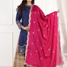 A R SILK DUPATTA HUB Embroidered Art Silk Dupatta with Sequinned-picture-22
