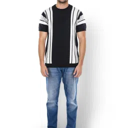 celio Celio* Black Straight Fit Striped T-Shirt image 5