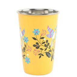 Chumbak Heartfelt Birds Yellow Stainless Steel Tumblers - Set of 1-picture-46