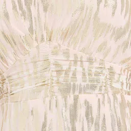 Styli Peach-Coloured Self Design V-Neck Puff Sleeves Tiered Detail Maxi Dress image 2