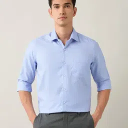 Arrow Blue Cotton Slim Fit Self Pattern Shirt-picture-20
