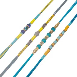 Aatmana Set of 4 Multicolored Pearl Beaded Thread Rakhi with Roli Chawal image 5
