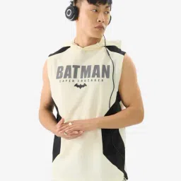 The Souled Store Off White Loose Fit Batman Print Hooded T-Shirt-picture-40