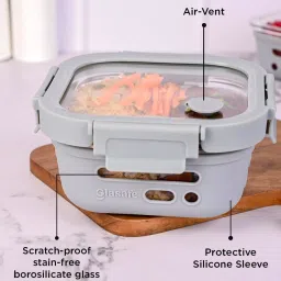 Glasafe Trio Grip Slate Grey Borosilicate Tiffin Combo image 5