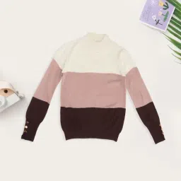 Pantaloons Junior Girls Orchid Pink Color Block Sweater-picture-29