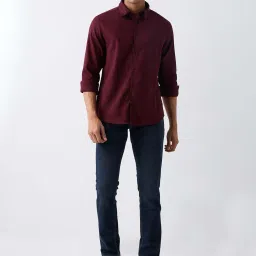 Spykar Wine Slim Fit Shirt image 5