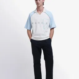 Rare Rabbit White Flared Fit Colourblocked Polo T-Shirt image 5