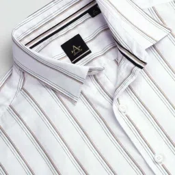 arrow sport Arrow Sports White Cotton Regular Fit Striped Shirt image 5