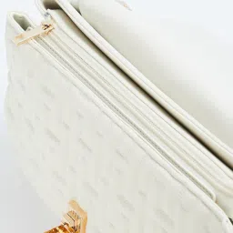Code by Lifestyle Off White Textured Sling Handbag image 5