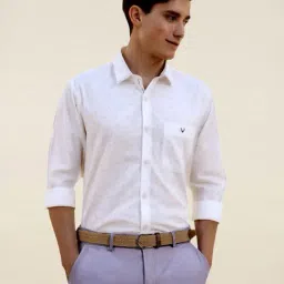Allen Solly White Cotton Slim Fit Printed Shirt-picture-18