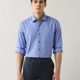Arrow Blue Cotton Slim Fit Texture Shirt-image-24