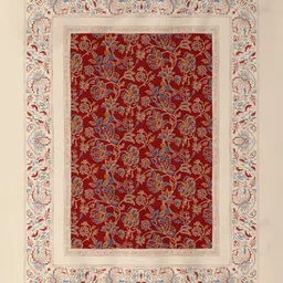 DDecor Red & Beige Floral 144 TC King Cotton Bedsheet with 2 Pillow Covers image 2