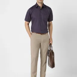 Van Heusen Purple Cotton Regular Fit Texture Shirt image 5