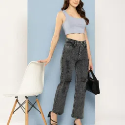 Aarika Black Denim Straight Fit Jeans image 5