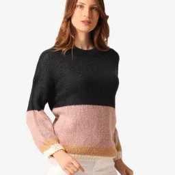 Mode by Red Tape Pink & Black Full Sleeves Sweater image 3
