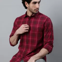 Cantabil Maroon Cotton Regular fit Checks Shirts image 5