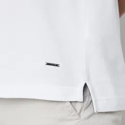 Code By Lifestyle White Regular Fit Striped Polo T-Shirt image 5