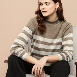 her by invictus Women Striped Acrylic Pullover-image-0