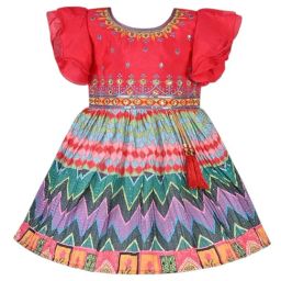 Wish Karo Girls Pink Embroidered Party Dress-picture-43