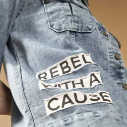 Dolce Crudo Blue Relaxed Fit Printed Jacket image 5