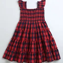 Zip Zap Zoop Girls Red Regular Fit Chequered Dress image 2