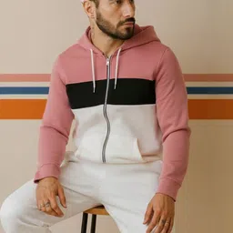 Try This Colourblocked Hooded Open Front Sweatshirts-image-10