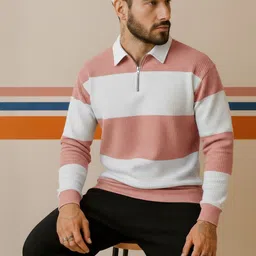 Try This Colourblocked Polo Collar Long Sleeves T-shirt-image-31