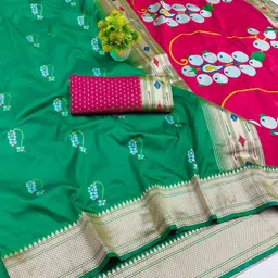 RATNAVALI Woven Design Zari Art Silk Handloom Paithani Saree image 1