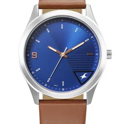 Fastrack Men Brass Dial & Leather Straps Analogue Watch 3317SL01 image 1