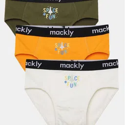 Mackly Pack Of 3 Space Fun Printed Briefs - Green White Orange-image-81
