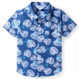 Mark & Mia Cotton Woven Half Sleeves Tropical Theme Printed Shirt -Blue-picture-16