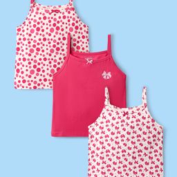 Pine Kids Cotton Elastane Knit Singlet Sleeves Bow & Polka Dot Printed Slips Pack of 3 (Color May Vary)-picture-20