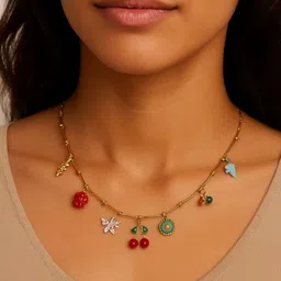 The Jewellery Tale Stainless Steel Gold-Plated Artificial Stones Studded Necklace-picture-13