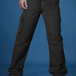 Jb Just BLACK Men Solid Mid-Rise Relaxed Loose Fit Cargos Trousers-picture-44