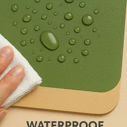 YELONA 2Pcs Beige & Green Striped Waterproof Heat-Resistant Anti-Slip Table Placemats image 4