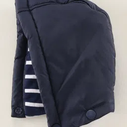 Babyhug Full Sleeves Solid Hooded Padded Winter Jacket with Patch - Navy image 4