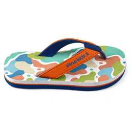 Pine Kids Slip On Flip Flops with Abstract Print - White Orange & Blue image 4