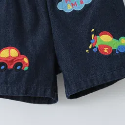 Mark & Mia Cotton Shorts with Vehicle Embroidery - Navy Blue image 4