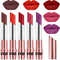 VOLO Set Of 5 Creme Matte Lipsticks-Coffee 34-Coral 39-Tomato Red 40-Pink 41-Purple 48-picture-16