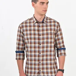Indian Terrain Men Classic Slim Fit Tartan Checks Checked Casual Shirt-picture-30