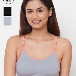 Inner Sense Grey & Black Solid Set of 3 Maternity Sustainable Bra IMB004B_4B_4E image 1
