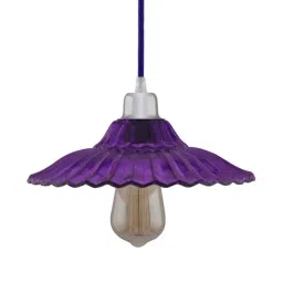 Homesake Violet Glass Ribbed Hanging Lamp - Set of 1 (Bulb not included) image 3