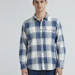 Pepe Jeans Blue Cotton Regular Fit Checks Shirt-image-44